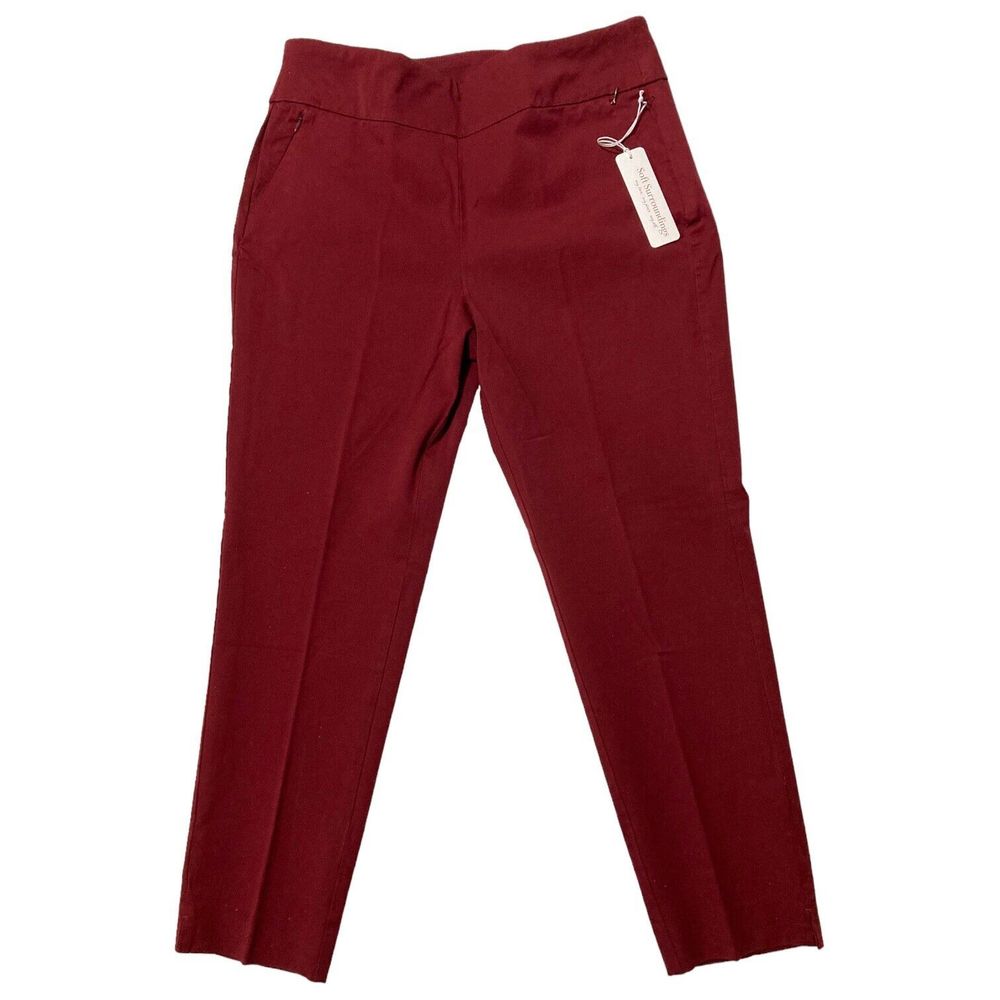Soft Surroundings Essential Stretch Skinny Ankle Pants Cabernet Womens Large NWT